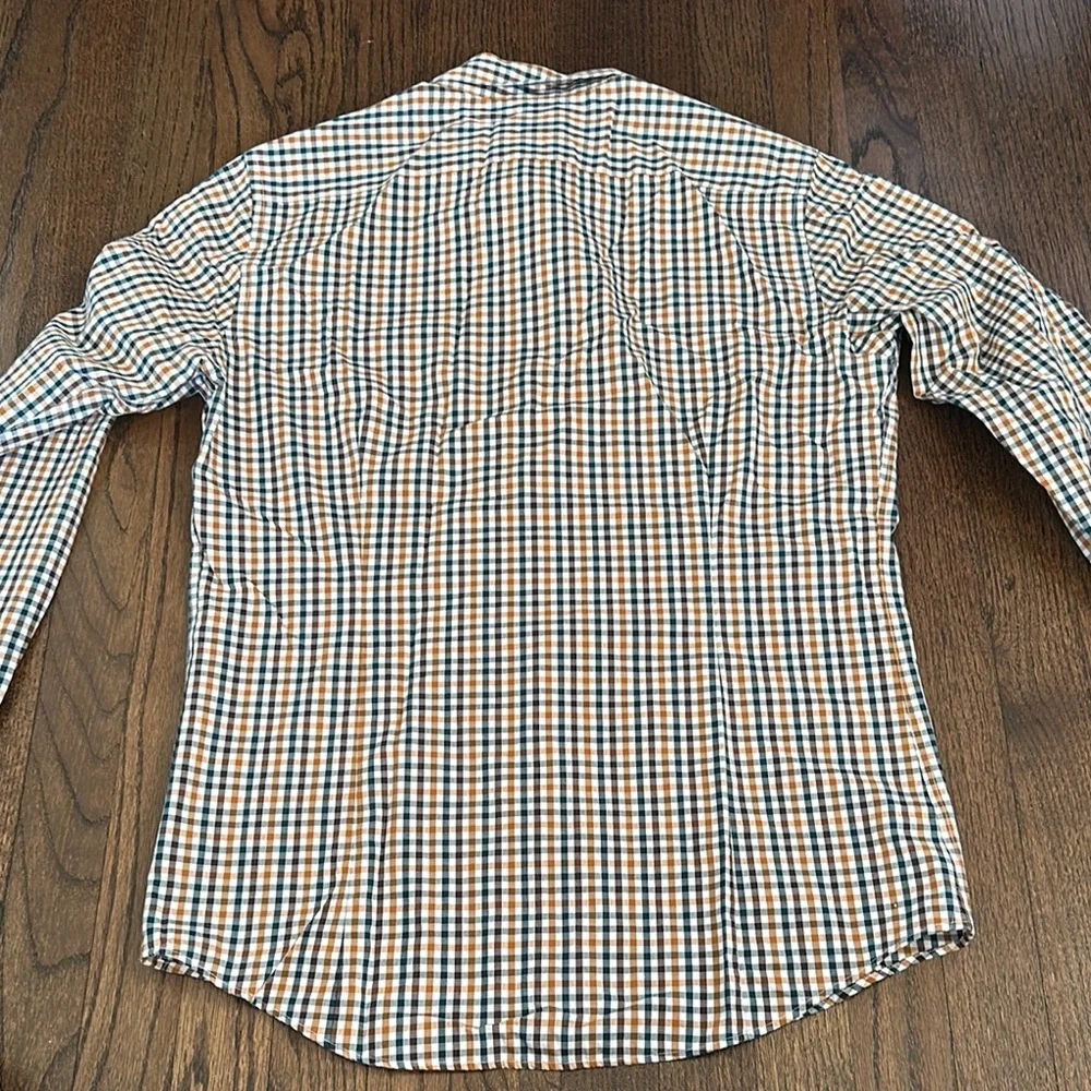 Banana Republic Stripe Non Iron Slim Fit Mens Plaid Button Down Dress Work Shirt